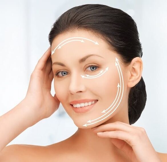Corrección del contorno facial y estiramiento de la piel para rejuvenecer. 